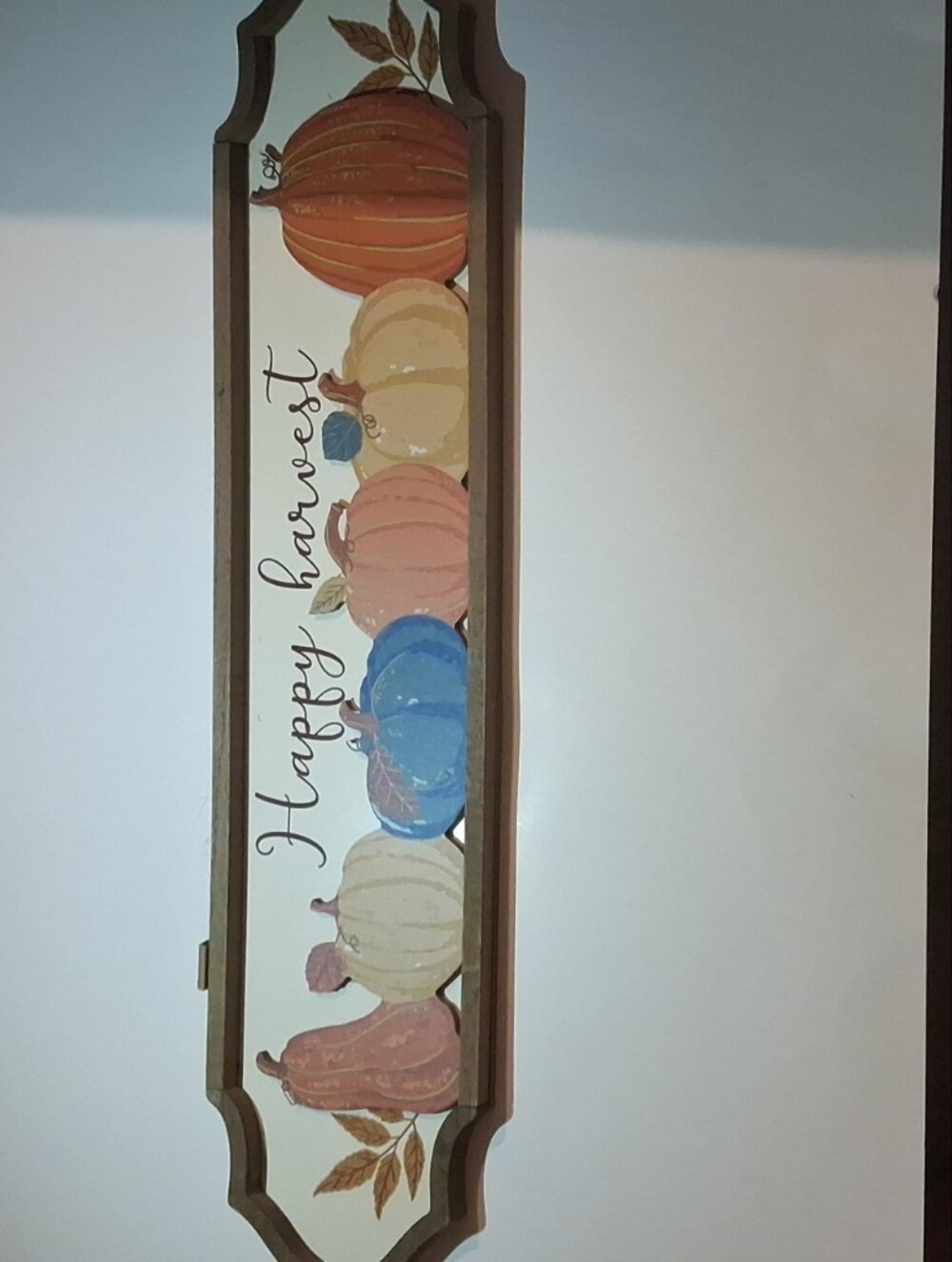 Ashland Happy Harvest Pumpkin Wall Sign - Blue, Orange, Cream, Brown